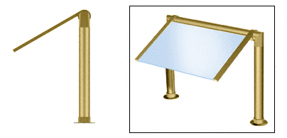 C.R. Laurence CRL Elegant 132 Series Sneeze Guard - 2&quot; Polished Brass Tubing, Glass On Slant Only  | SG0132PB