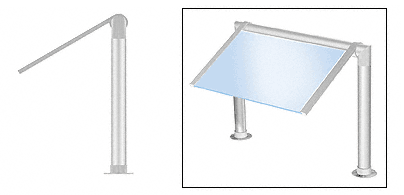C.R. Laurence CRL Elegant 132 Series Sneeze Guard - 2&quot; Polished Stainless Tubing,  Glass On Slant Only  | SG0132PS
