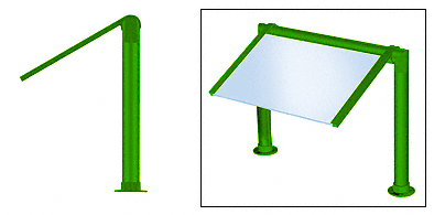 C.R. Laurence CRL Elegant 132 Series Sneeze Guard - 2&quot; Powder Painted Tubing, Glass On Slant Only  | SG0132PT