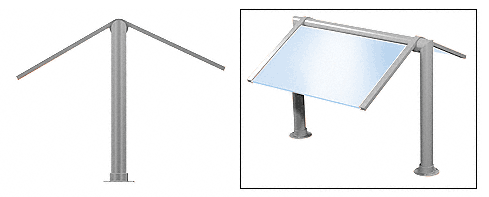 C.R. Laurence CRL Elegant 133 Series Sneeze Guard - 2&quot; Brushed Stainless Tubing, Glass On Slants Only  | SG0133BS