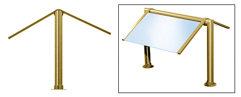 C.R. Laurence CRL Elegant 133 Series Sneeze Guard - 2&quot; Polished Brass Tubing, Glass On Slants Only  | SG0133PB