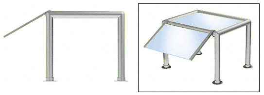 C.R. Laurence CRL Elegant 134 Series Sneeze Guard - 2&quot; Brushed Stainless Tubing, Glass On Slant and Top Only  | SG0134BS