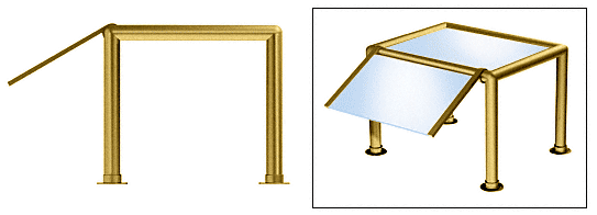 C.R. Laurence CRL Elegant 134 Series Sneeze Guard - 2&quot; Polished Brass Tubing, Glass On Slant and Top Only  | SG0134PB