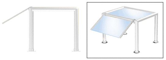 C.R. Laurence CRL Elegant 134 Series Sneeze Guard - 2&quot; Polished Stainless Tubing, Glass On Slant and Top Only  | SG0134PS