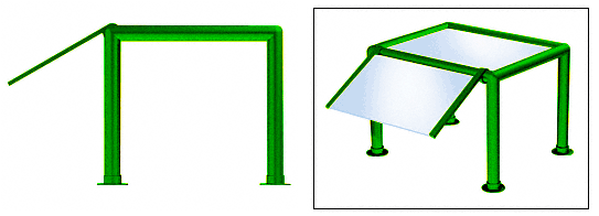 C.R. Laurence CRL Elegant 134 Series Sneeze Guard - 2&quot; Powder Painted Tubing, Glass On Slant and Top Only  | SG0134PT