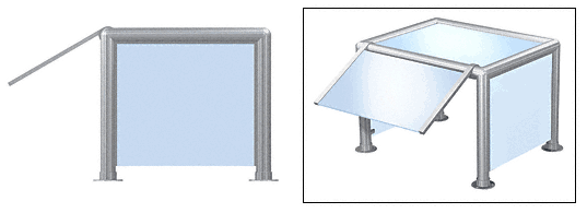 C.R. Laurence CRL Elegant 135 Series Sneeze Guard - 2&quot; Brushed Stainless Tubing, Glass On Slant, Top, and One End or Both Ends  | SG0135BS