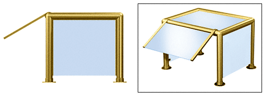 C.R. Laurence CRL Elegant 135 Series Sneeze Guard - 2&quot; Polished Brass Tubing, Glass On Slant, Top, and One End or Both Ends  | SG0135PB