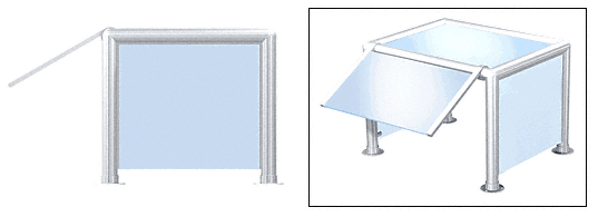 C.R. Laurence CRL Elegant 135 Series Sneeze Guard - 2&quot; Polished Stainless Tubing, Glass On Slant, Top, and One End or Both Ends  | SG0135PS