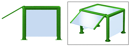 C.R. Laurence CRL Elegant 135 Series Sneeze Guard - 2&quot; Powder Painted Tubing, Glass On Slant, Top, and One End or Both Ends  | SG0135PT