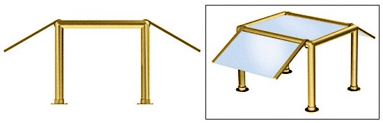 C.R. Laurence CRL Elegant 136 Series Sneeze Guard - 2&quot; Polished Brass Tubing, Glass On Slants and Top Only  | SG0136PB