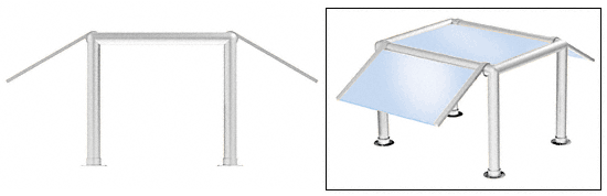 C.R. Laurence CRL Elegant 136 Series Sneeze Guard - 2&quot; Polished Stainless Tubing, Glass On Slants and Top Only  | SG0136PS