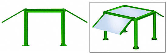 C.R. Laurence CRL Elegant 136 Series Sneeze Guard - 2&quot; Powder Painted Tubing, Glass On Slants and Top Only  | SG0136PT