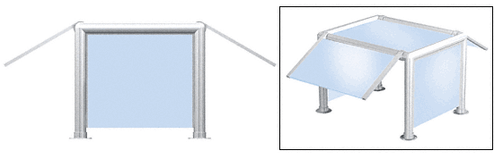 C.R. Laurence CRL Elegant 137 Series Sneeze Guard - 2&quot; Polished Stainless Tubing, Glass on Slants, Top, and One End or Both Ends  | SG0137PS