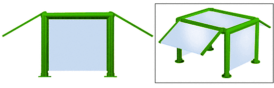 C.R. Laurence CRL Elegant 137 Series Sneeze Guard - 2&quot; Powder Painted Tubing, Glass on Slants, Top, and One End or Both Ends  | SG0137PT