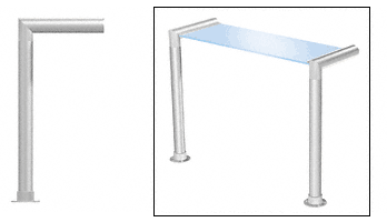 C.R. Laurence CRL Elegant 138 Series Sneeze Guard - 2&quot; Polished Stainless Tubing, Glass on Top Only  | SG0138PS