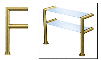 C.R. Laurence CRL Elegant 141 Series Sneeze Guard - 2&quot; Polished Brass Tubing, Glass On Top and Shelf Only  | SG0141PB