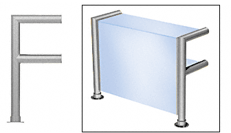 C.R. Laurence CRL Elegant 142 Series Sneeze Guard - 2&quot; Brushed Stainless Tubing, Glass On Top,  Shelf, and Front Only  | SG0142BS