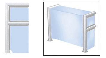 C.R. Laurence CRL Elegant 143 Series Sneeze Guard - 2&quot; Polished Stainless Tubing, Glass On Top, Shelf, Front, and One End or Both Ends  | SG0143PS