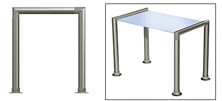 C.R. Laurence CRL Elegant 144 Series Sneeze Guard - 2&quot; Brushed Stainless Tubing, Glass On Top Only  | SG0144BS