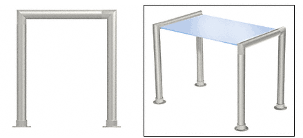 C.R. Laurence CRL Elegant 144 Series Sneeze Guard - 2&quot; Polished Stainless Tubing, Glass On Top Only  | SG0144PS