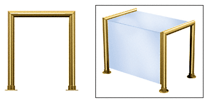 C.R. Laurence CRL Elegant 145 Series Sneeze Guard - 2&quot; Polished Brass Tubing, Glass On Top and Front Only  | SG0145PB