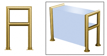 C.R. Laurence CRL Elegant 148 Series Sneeze Guard - 2&quot; Polished Brass Tubing, Glass On Top, Shelf, and Front Only  | SG0148PB