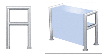 C.R. Laurence CRL Elegant 148 Series Sneeze Guard - 2&quot; Polished Stainless Tubing, Glass On Top, Shelf, and Front Only  | SG0148PS