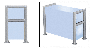 C.R. Laurence CRL Elegant 149 Series Sneeze Guard - 2&quot; Brushed Stainless Tubing, Glass On Top, Shelf, Front, and One End or Both Ends  | SG0149BS