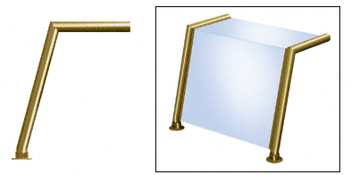 C.R. Laurence CRL Elegant 151 Series Sneeze Guard - 2&quot; Polished Brass Tubing, Glass On Top and Front Only  | SG0151PB