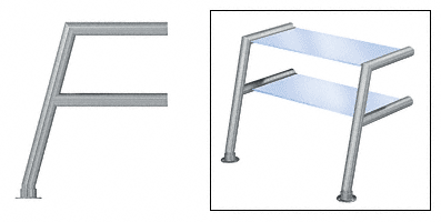 C.R. Laurence CRL Elegant 153 Series Sneeze Guard - 2&quot;  Brushed Stainless Tubing, Glass On Top Shelf Only  | SG0153BS