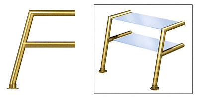 C.R. Laurence CRL Elegant 153 Series Sneeze Guard - 2&quot;  Polished Brass Tubing, Glass On Top Shelf Only  | SG0153PB