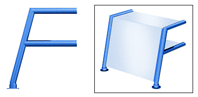 C.R. Laurence CRL Elegant 154 Series Sneeze Guard - 2&quot; Powder Painted Tubing, Glass On Top, Shelf, and Front Only  | SG0154PT