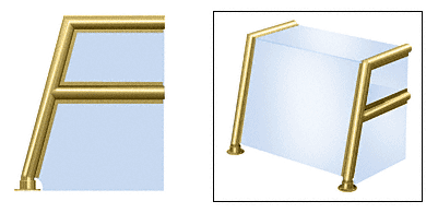 C.R. Laurence CRL Elegant 155 Series Sneeze Guard - 2&quot; Polished Brass Tubing, Glass On Top, Shelf, Front, and One End or Both Ends   | SG0155PB