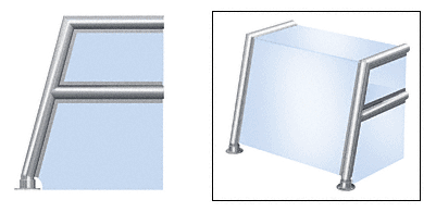 C.R. Laurence CRL Elegant 155 Series Sneeze Guard - 2&quot; Polished Stainless Tubing, Glass On Top,  Shelf, Front, and One End or Both Ends   | SG0155PS