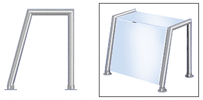 C.R. Laurence CRL Elegant 157 Series Sneeze Guard -2&quot; Polished Stainless Tubing, Glass On Top and Front Only  | SG0157PS