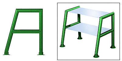 C.R. Laurence CRL Elegant 159 Series Sneeze Guard - 2&quot; Powder Painted Stainless Tubing, Glass On Top and Shelf Only  | SG0159PT