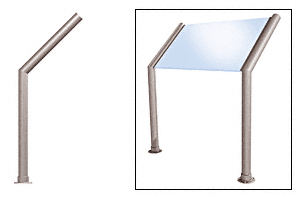 C.R. Laurence CRL Elegant 162 Series Sneeze Guard - 2&quot; Brushed Stainless Tubing, Glass On Slant Only  | SG0162BS