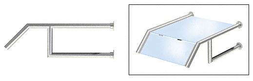C.R. Laurence CRL Elegant 164 Series Sneeze Guard - 2&quot; Polished Stainless Tubing, Glass On Slant and Top Only  | SG0164PS