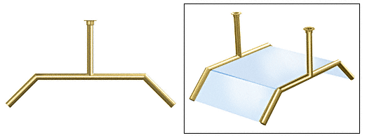C.R. Laurence CRL Elegant 165 Series Sneeze Guard - 2&quot; Polished Brass Tubing, Glass On Slants and Top Only  | SG0165PB