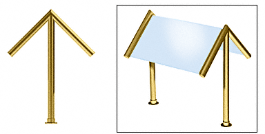 C.R. Laurence CRL Elegant 166 Series Sneeze Guard - 2&quot; Polished Brass Tubing, Glass On Slant Only  | SG0166PB