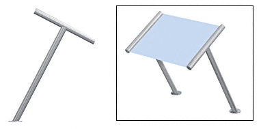 C.R. Laurence CRL Elegant 167 Series Sneeze Guard - 2&quot; Brushed Stainless Tubing, Glass On Slant Only  | SG0167BS