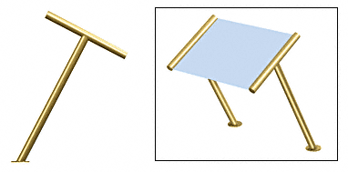 C.R. Laurence CRL Elegant 167 Series Sneeze Guard - 2&quot; Polished Brass Tubing, Glass On Slant Only  | SG0167PB