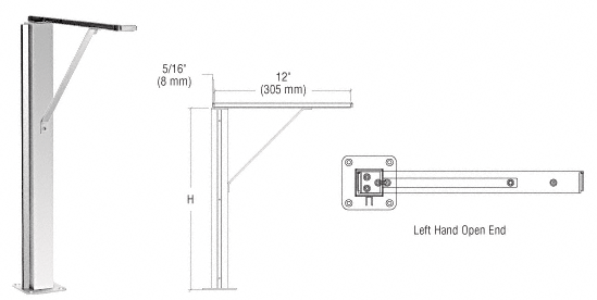 C.R. Laurence CRL Polished Stainless Left Hand Open End 18&quot; Plaza Series Sneeze Guard Post With Top Shelf | SG40018LEPS