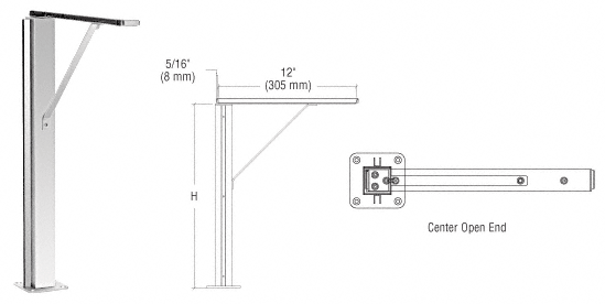 C.R. Laurence CRL Polished Stainless Center 24&quot; Plaza Series Sneeze Guard Post With Top Shelf ***MADE TO ORDER*** 2-3 WEEK LEAD TIME | SG40024CPS