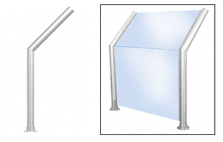 C.R. Laurence CRL Elegant Series 101 Sneeze Guard - 1-1/2&quot;  Polished Stainless Tubing, Glass On Slant and Front Only  | SG5101PS