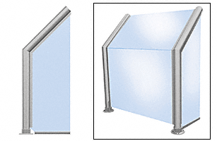 C.R. Laurence CRL Elegant 102 Series Sneeze Guard - 1-1/2&quot; Brushed Stainless Tubing, Glass On Slant, Front, and One End or  Both Ends  | SG5102BS