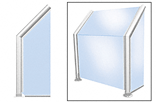 C.R. Laurence CRL Elegant 102 Series Sneeze Guard - 1-1/2&quot; Polished Stainless Tubing, Glass On Slant, Front, and One End or Both Ends  | SG5102PS
