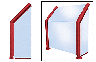 C.R. Laurence CRL Elegant 102 Series Sneeze Guard - 1-1/2&quot; Powder Painted Tubing, Glass On Slant, Front, and One End or Both Ends  | SG5102PT