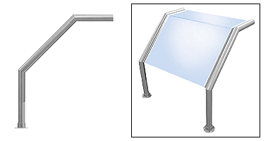 C.R. Laurence CRL Elegant 103 Series Sneeze Guard - 1-1/2&quot; Brushed Stainless Tubing, Glass On Top and Slant Only  | SG5103BS