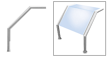 C.R. Laurence CRL Elegant 103 Series Sneeze Guard - 1-1/2&quot; Polished Stainless Tubing, Glass On Top and Slant Only  | SG5103PS